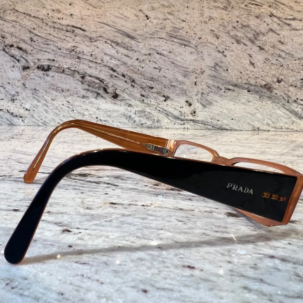 PRADA VPR10F 2BX-101 51mm Black Orange Eyeglasses Frames Italy - Picture 3 of 10